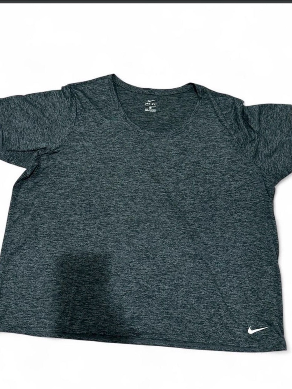 Nike women’s plus Dri-FIT Heathered Dark Gray Short Sleeve Tee 3x